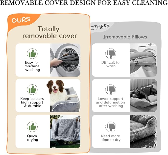 Comfort Expression Orthopedic Dog Bed for Medium Dogs 28x19 Inch, Waterproof Supportive Egg Crate Foam Medium Pet Bed with Removable Bolsters, Dog Couch with Washable Cover & Non-Slip Bottom, Brown