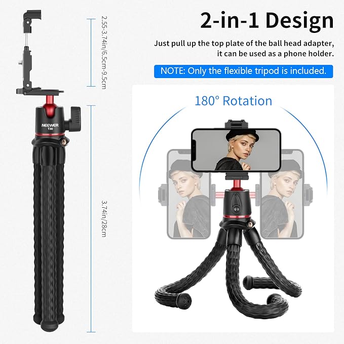 NEEWER Camera Tripod with Remote, Mini Flexible Vlog Phone Tripod Stand with