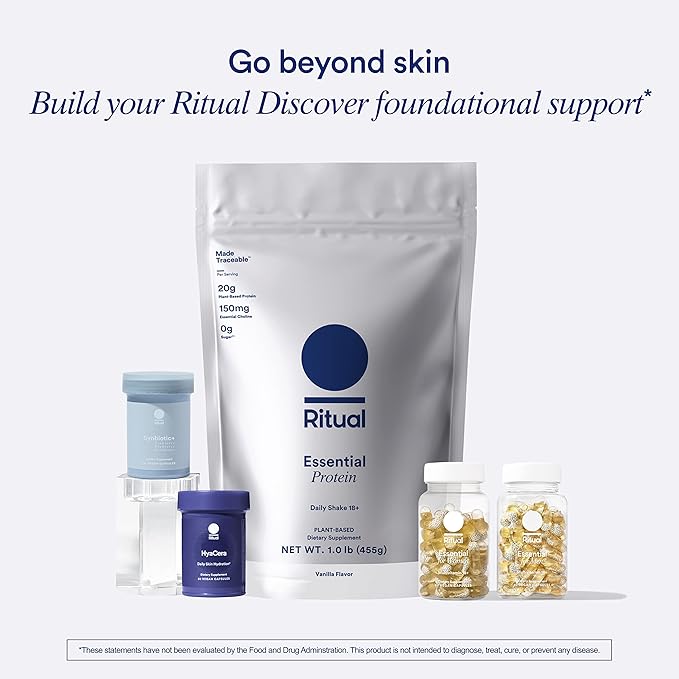 Ritual HyaCera Skin Supplement for Wrinkle Support, with Hyabest® and Ceratiq® for Skin Hydration Support, Hyaluronic Acid, Glycolipids, Ceramides, Gluten Free, Non GMO, Vanilla Essence, 30 Day Supply