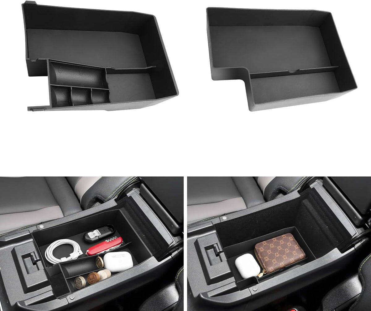 LUWU Outback 2020-2025/Legacy 2020-2025 Accessories Compatible with Subaru Outback/Legacy Center Console Organizer Armrest Console Storage Box Insert Tray ABS Material Black Coin Container 2-Pack