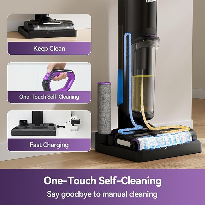 Redroad Wet Dry Vacuum Cleaner 16,000Pa,50Mins Runtime Cleaning Area 3,013 ft²,Cordless Vacuum Cleaner, Cordless Vacuum and Mop All in One,for Hard Floors Sticky Messes and Pet Hair,W15 Set