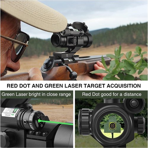 CVLIFE 1x30mm Red Dot Sight Scope - Green Laser Reflex Sight for 20mm Cantilever Mount