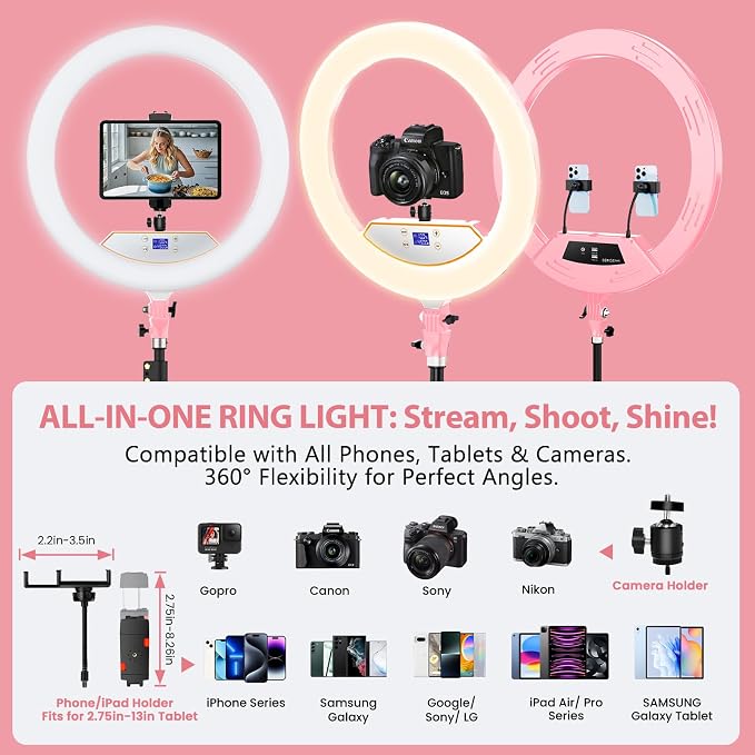 Ring Light with Stand 22inch Kit: Professional Ring Light Overhead Tripod