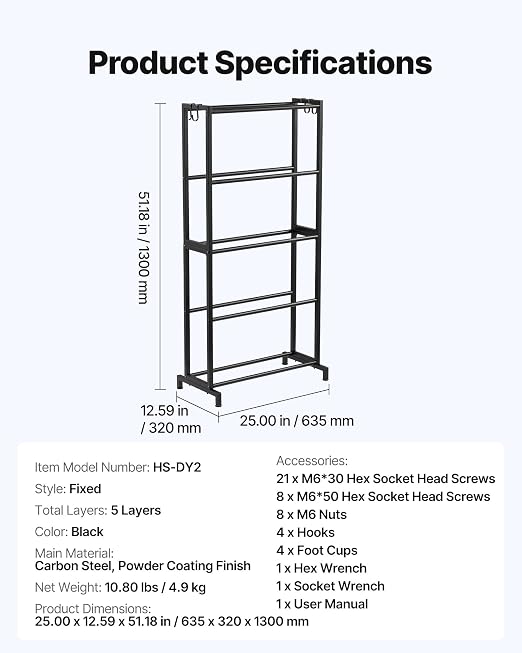 VEVOR 3D Printer Filament Storage Rack, 5 Tier Heavy Duty Storage Shelves