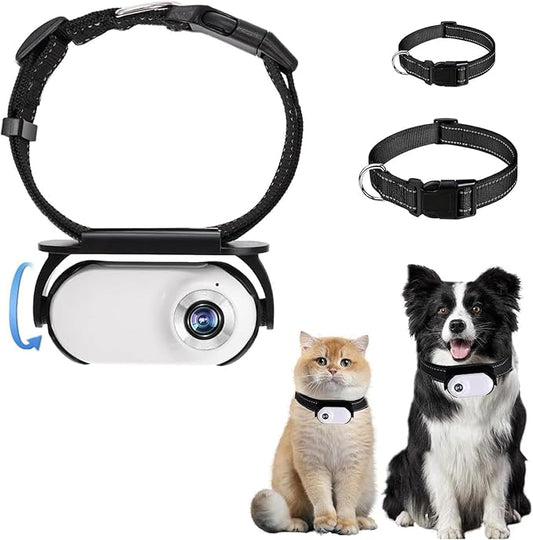 1080p Cat Camera with 120° Lens, Adjustable Magnetic Pet Collar Cam for Outdoor Use, OTG Connection, Perfect for Pet Sports Recording White
