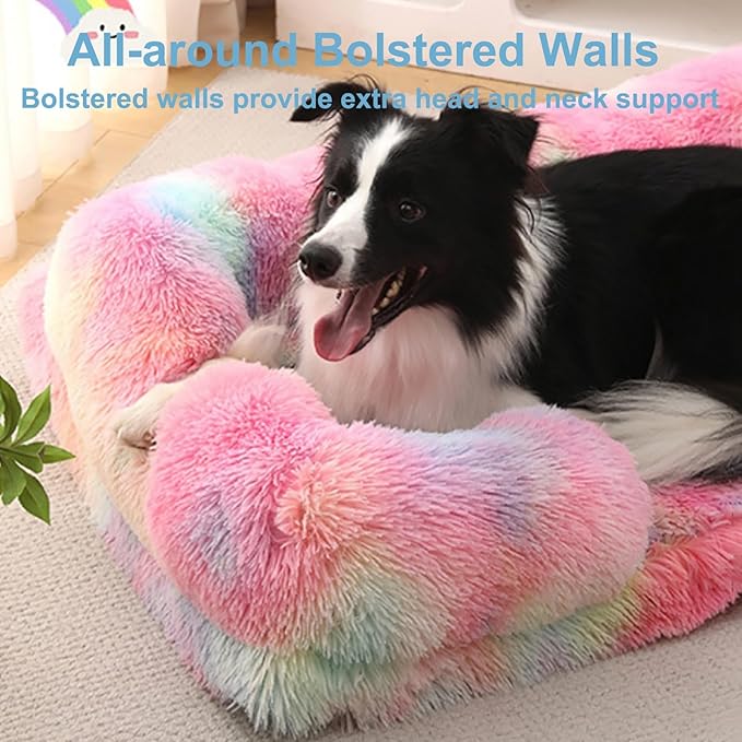 Dog Beds Large Sized dog Orthopedic, Sofa Dog Bed with Waterproof Lining and Nonskid Bottom, Rectangle Washable Dog Bed for Medium Small Dogs and Cats Comfortable ( Color : Pink3 , Size : 31 x 21" )