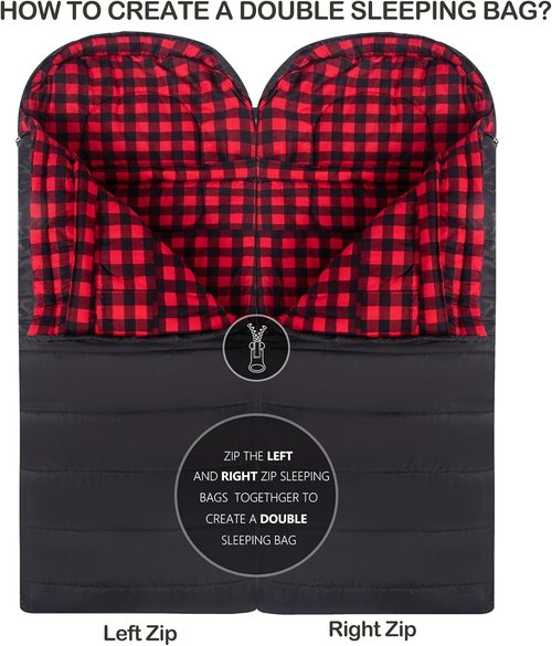 HiZYNICE Cold Weather Sleeping Bag - 100% Cotton Flannel | XXL Size for Adults, Includes Compression Sack