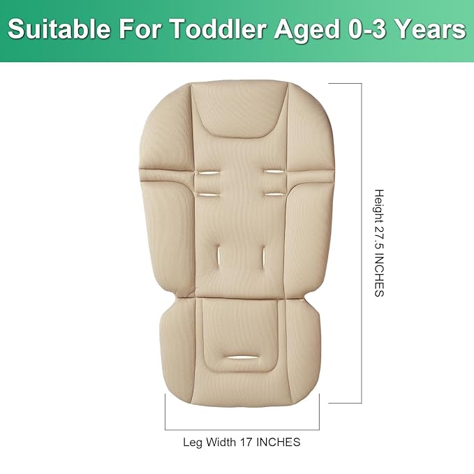 Baby Stroller Seat Liner for Most Stroller Models, Breathable Fabric Stroller Seat Liner Insert, Ensure Comfort and Support on The Go, Stroller Accessories for Toddler Aged 0-5 Years Old