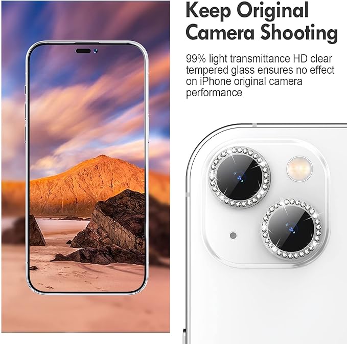 for iPhone 14 / iPhone 14 Plus Camera Lens Protector Bling, 9H Hardness