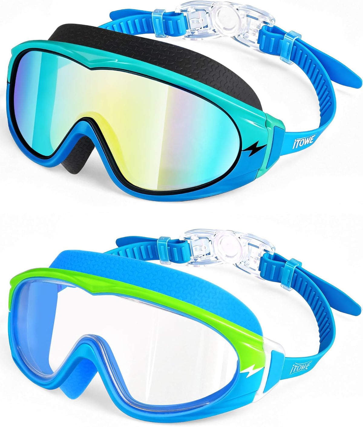Skiennix Wide View Swimming Goggles - No Leak Design with Anti-Fog & UV Protection | Kids 3-15 Years