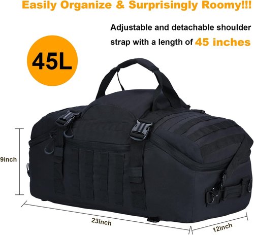 Greencity Travel Duffel Bag - Waterproof Weekend Overnight Bag for Men & Women | 30L, 45L, 85L - Black