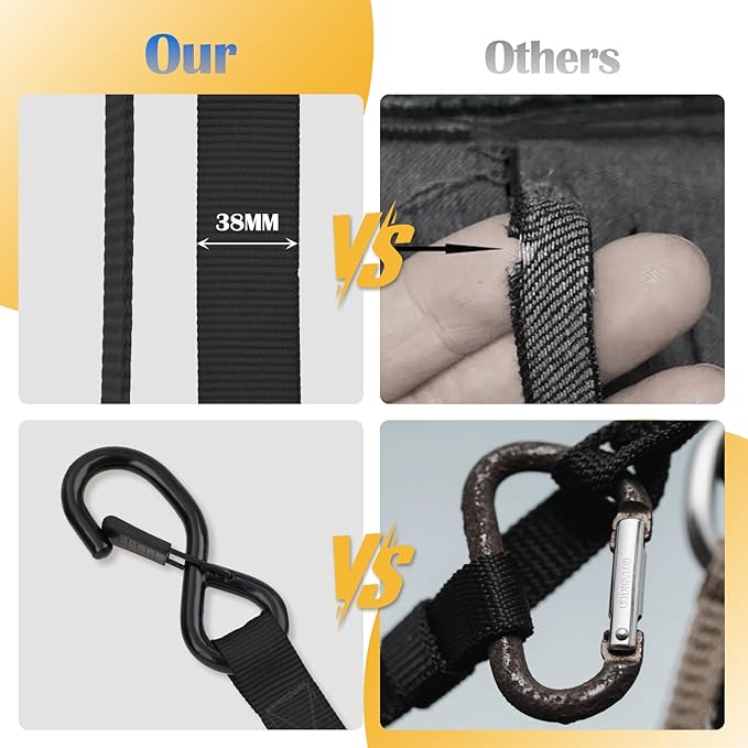 Ratchet Straps, 1.5 inch x 8.2 ft(4 Pack) Heavy Duty Tie Down Straps, Ratchet Tie Down Straps with Soft Loops-5,208 lbs (Black)