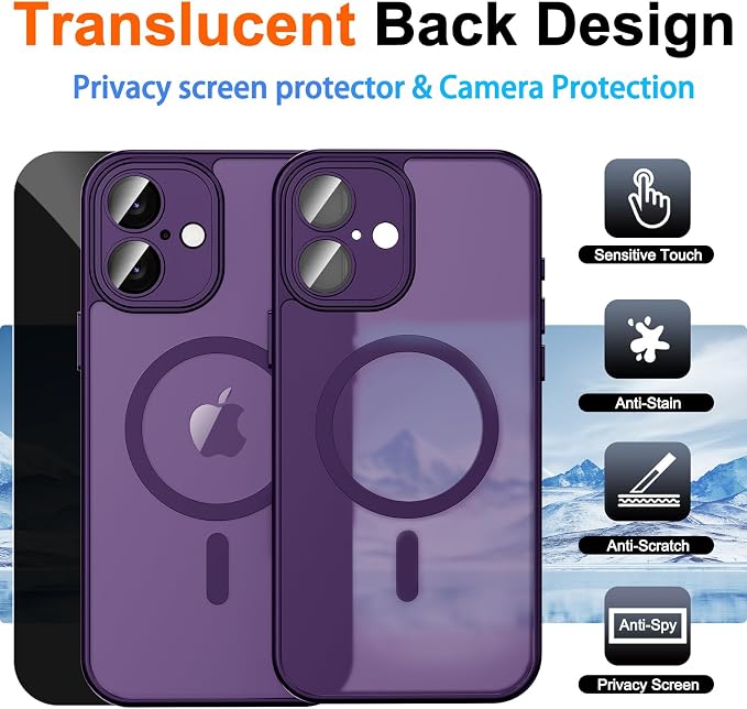 for iPhone 16 Plus Case with Privacy Screen Protector and Camera Protection