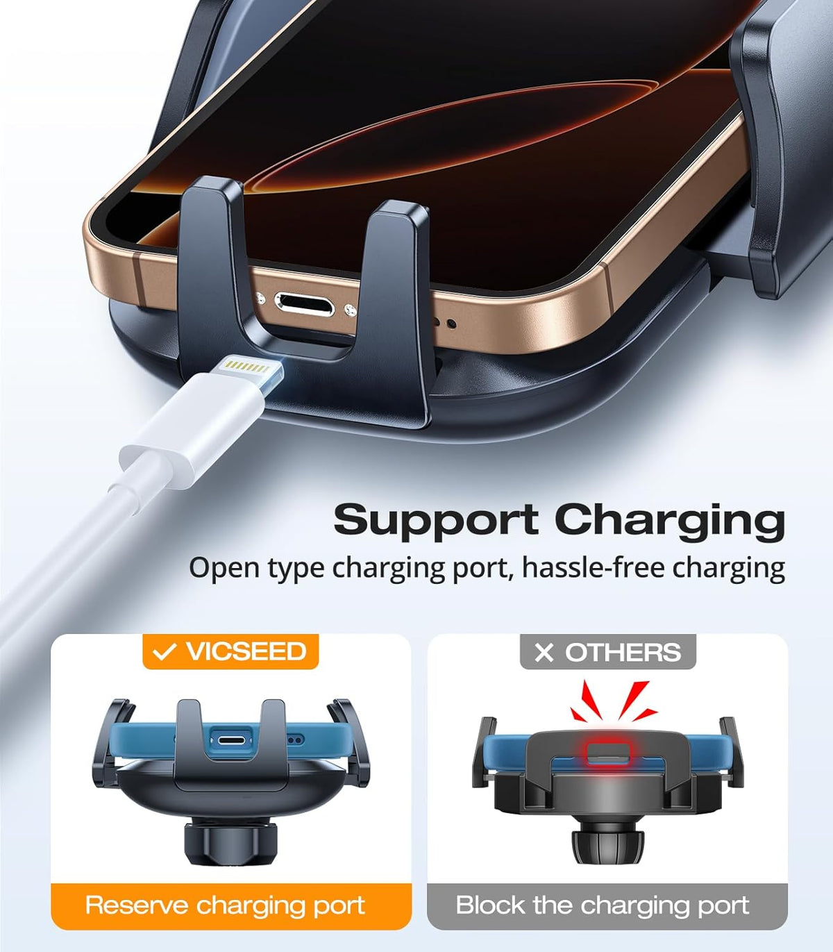 VICSEED Car Phone Holder with Metal CD Slot & Air Vent Clip [Secure Hold]