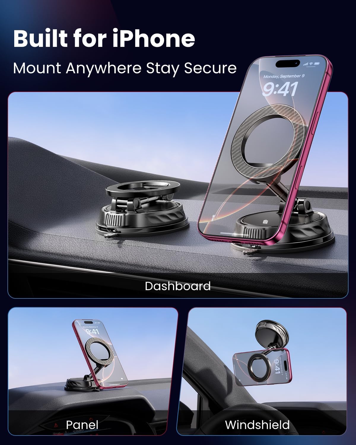 for MagSafe Car Mount [3000gf Strong Magnet & 108+LBS Suction]