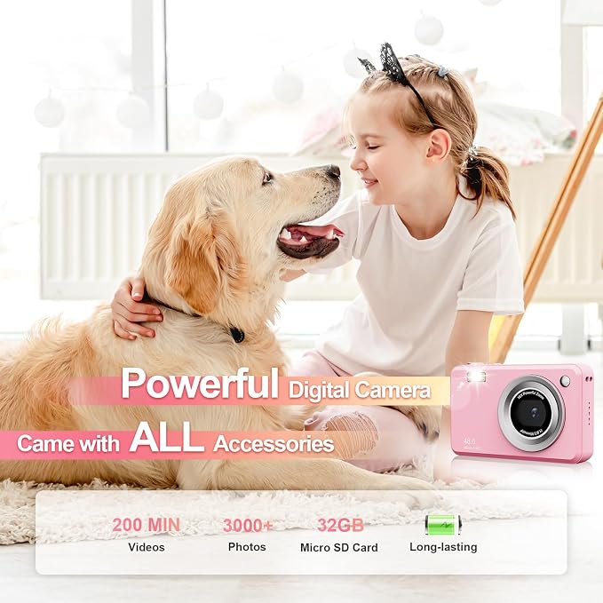 Digital Camera with 32GB Card, 48MP Compact Portable Small Point Shoot Camera