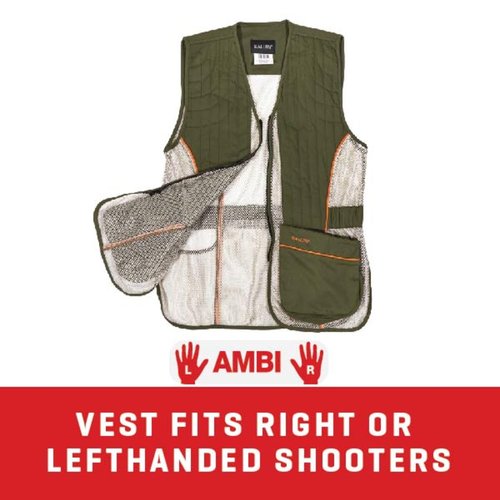 Allen Company Ace Shooting Range Vest with Moveable Shoulder Pad - Shooting Apparel for Adults - Medium/Large and X-Large/2XL Sizes - Olive/Tan