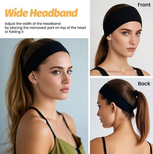 Headbands for Women by [Brand Name] - 6 Pack Wide Elastic Hair Bands | Soft Non-Slip Sweatbands for Workouts & Daily Use