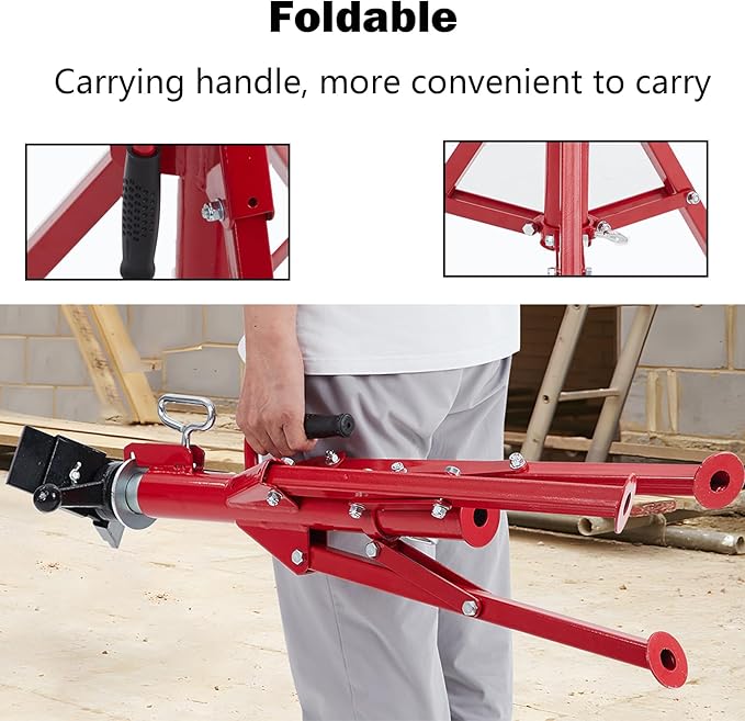 PioneerWorks V-Head Pipe Stand - 2-Ball Transfer - 2500 lb Capacity - Adjustable Height 20-52 Inch, Folding Pipe Jack Stand for Welding Pipe Threading（Pipe Jacks*2