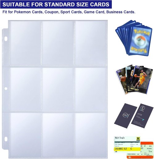 9 Pocket Page Protectors by [Brand Name] - 36 Pack Clear Trading Card Sleeves for 3 Ring Binders