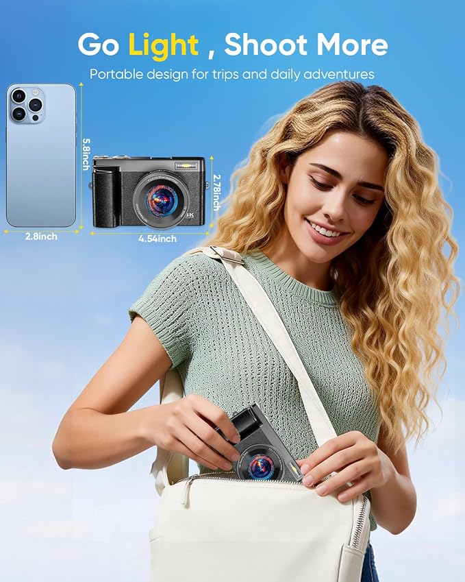 4K Digital Camera for Photography, 2026 Latest WiFi 64MP Vlogging Camera for