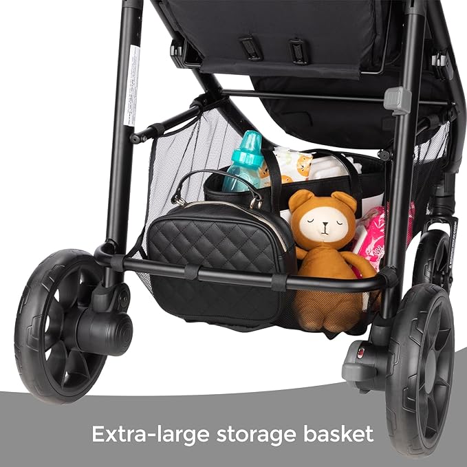 Diono Quantum 4 3-in-1 Travel System with LiteClik 30 R SafePlus Infant Car Seat and Base, Rear-Facing for Infants 4-30lbs, Includes Infant Car Seat Folding Stroller and Toddler Seat (Black Jet)