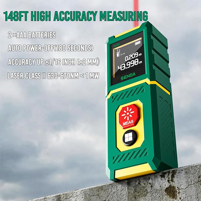 SENDA Laser Measure, Upgraded High-Accuracy 148Ft Laser Measurement Tool
