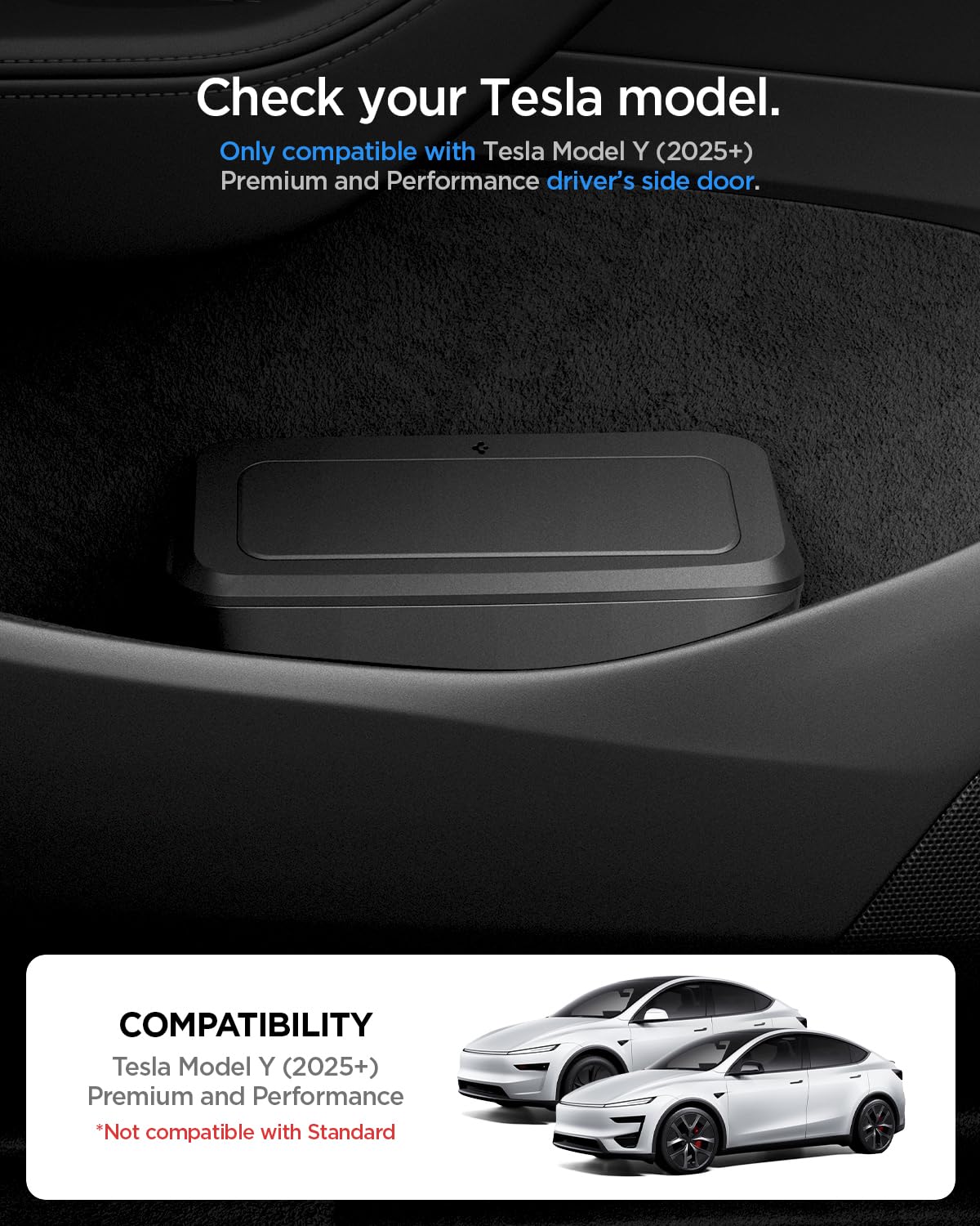 Spigen Door Pocket XL Car Seat Side Organizer for Tesla Model 3/Y/S/X & All Cars – Extra Large Storage, Black