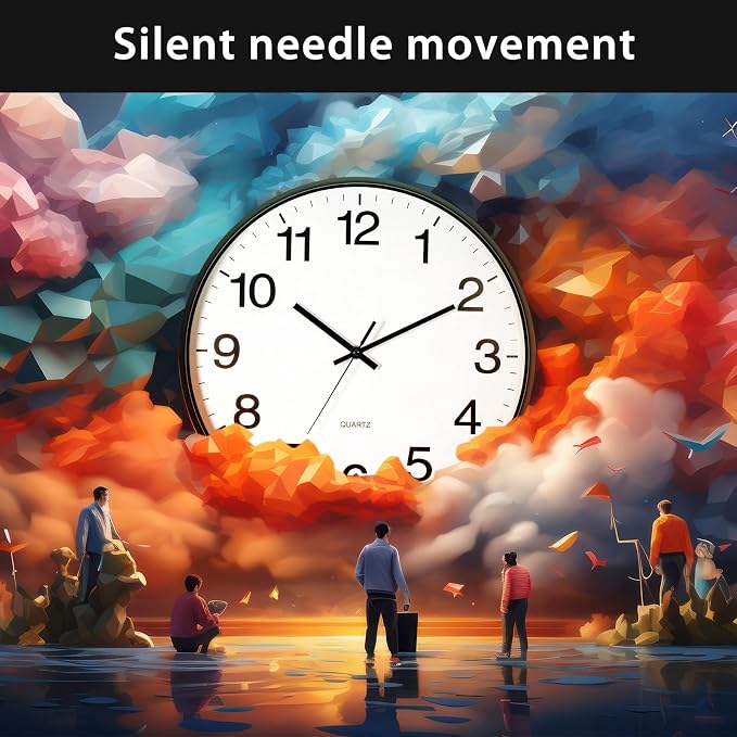 Inbagi 8 Pcs Wall Clock Large Silent Battery Operated Wall Clocks Modern Non