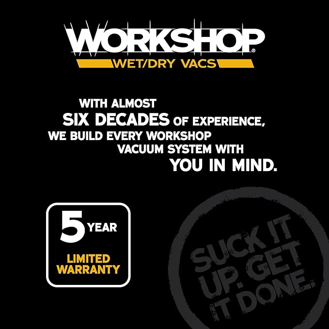 WORKSHOP Wet/Dry Vacs Shop Vacuum WS1600VA 16-Gallon 6.5 Peak HP Heavy-Duty Wet Dry Vacuum Cleaner with Filter, Hose, and Attachments for Home Projects & Renovations