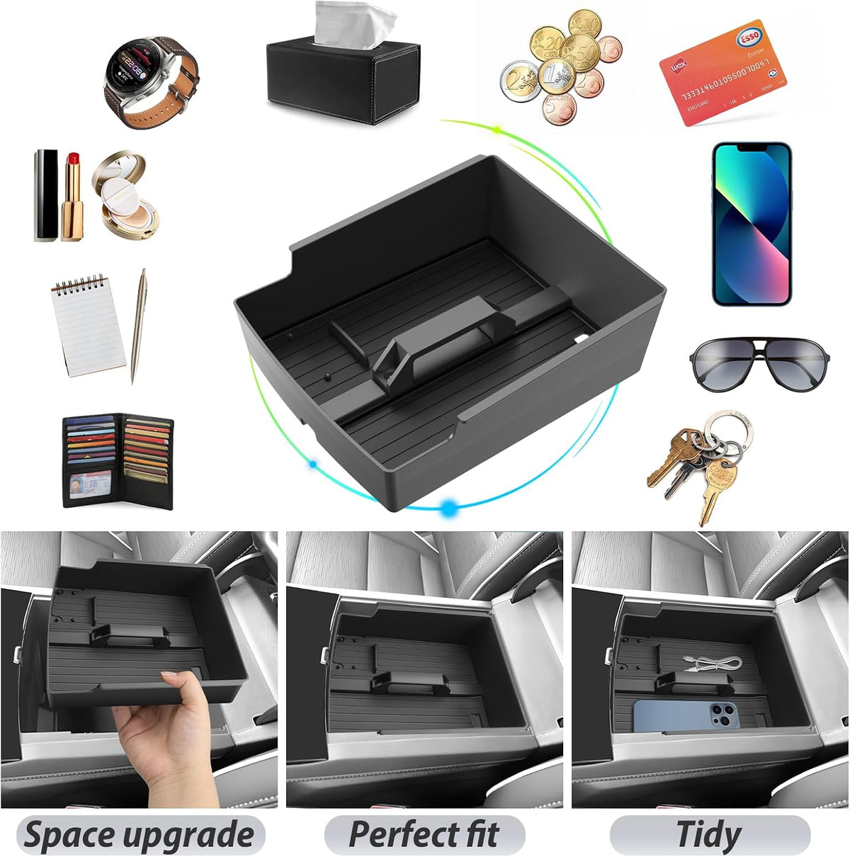 SKTU for 2025 2026 2027 Buick Enclave Center Console Organizer for 2025-2027 Buick Enclave (Preferred/Sport Touring/Avenir) ABS Console Tray Buick Enclave 2025 2026 2027 Accessories