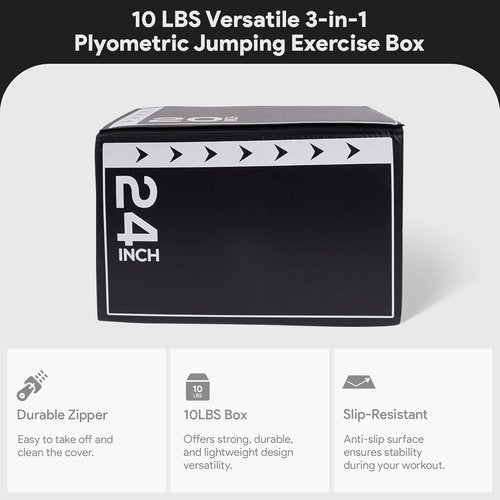 BalanceFrom 3-in-1 Foam Plyometric Jump Box - Versatile Non-Slip Design for Strength & Agility Training