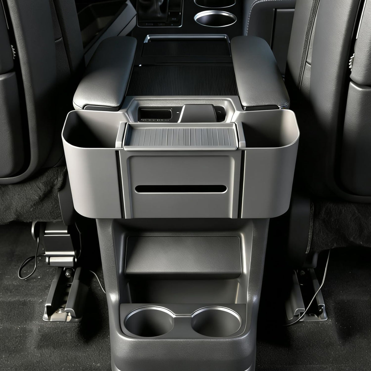 JYCDC Rear Armrest Storage Box Compatible with Toyota Sienna 2022–2026, 2nd Row Armrest Organizer for Center Console Area, Interior Accessories