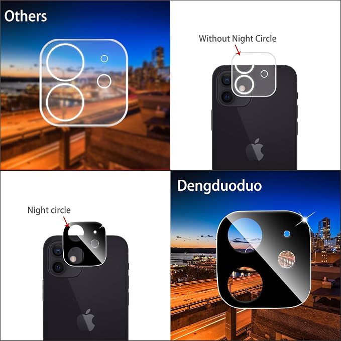 Dengduoduo 3 Pack Tempered Glass Camera Lens Protector