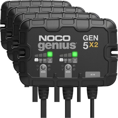 NOCO Genius GEN5X2 Onboard Battery Charger - 2-Bank, 10A, Waterproof 12V Marine Charger for Lead-Acid & Lithium Batteries