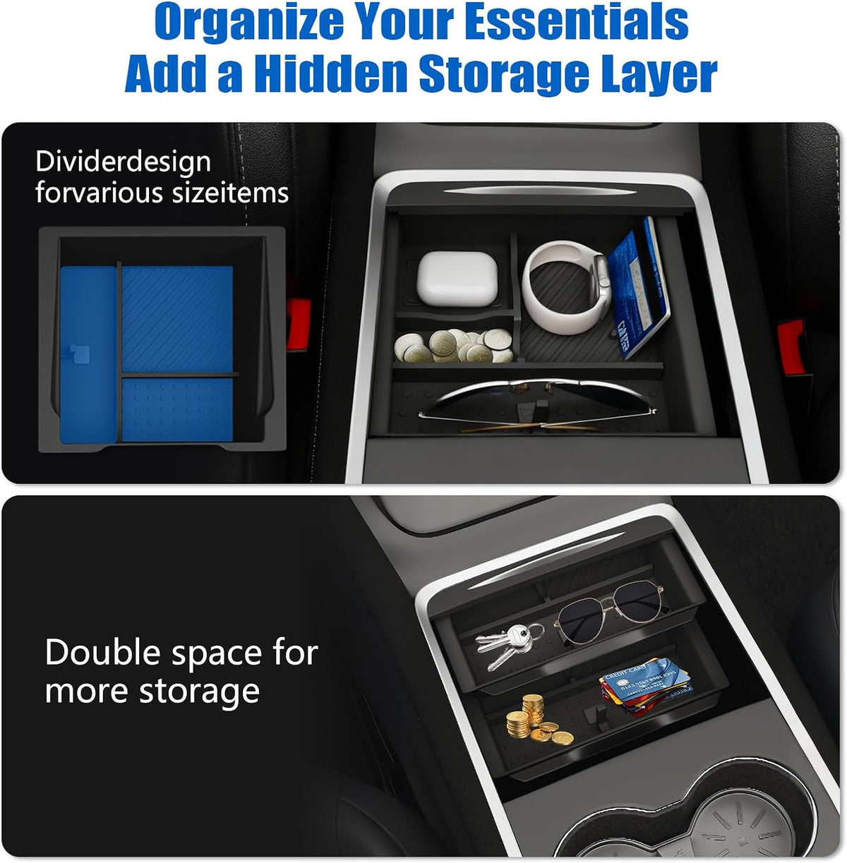 5PCS Center Console Organizer for Tesla Model Y Juniper & Model 3 Highland