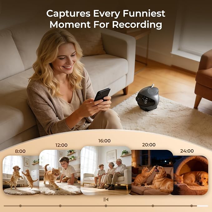 AEZ Robot Camera on Wheels 1080P Dual Lens, Indoor Movable Security Camera