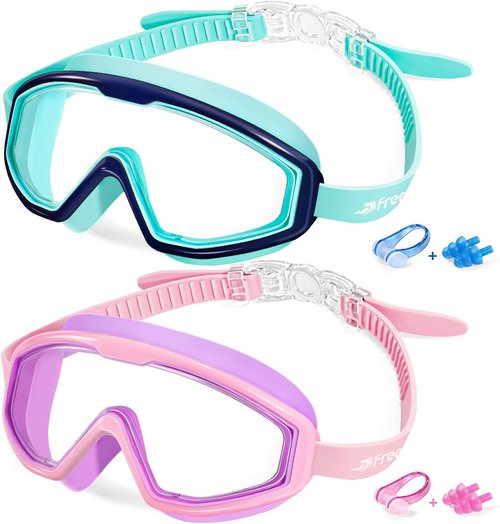 Freela Swim Goggles for Kids | Anti-Fog, No Leak Design for Ages 3-15 | Clear Vision for Pool & Beach