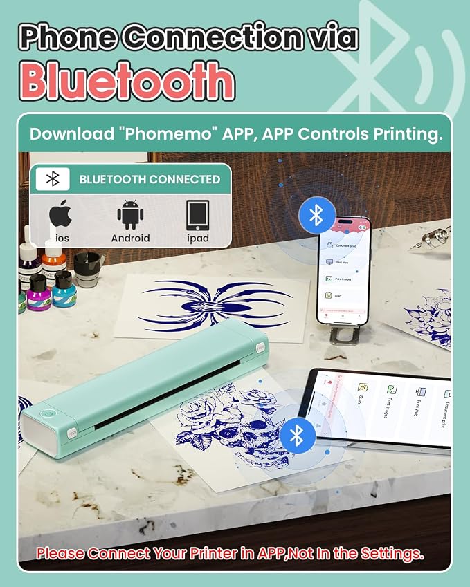 Phomemo Tattoo Stencil Printer, M08F Wireless Thermal Tattoo Printer