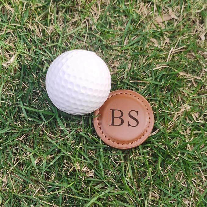 Personalized Golf Ball Markers, (Set of 2) Custom Magnetic Leather Golf Markers, Gift for Men Dad Husband