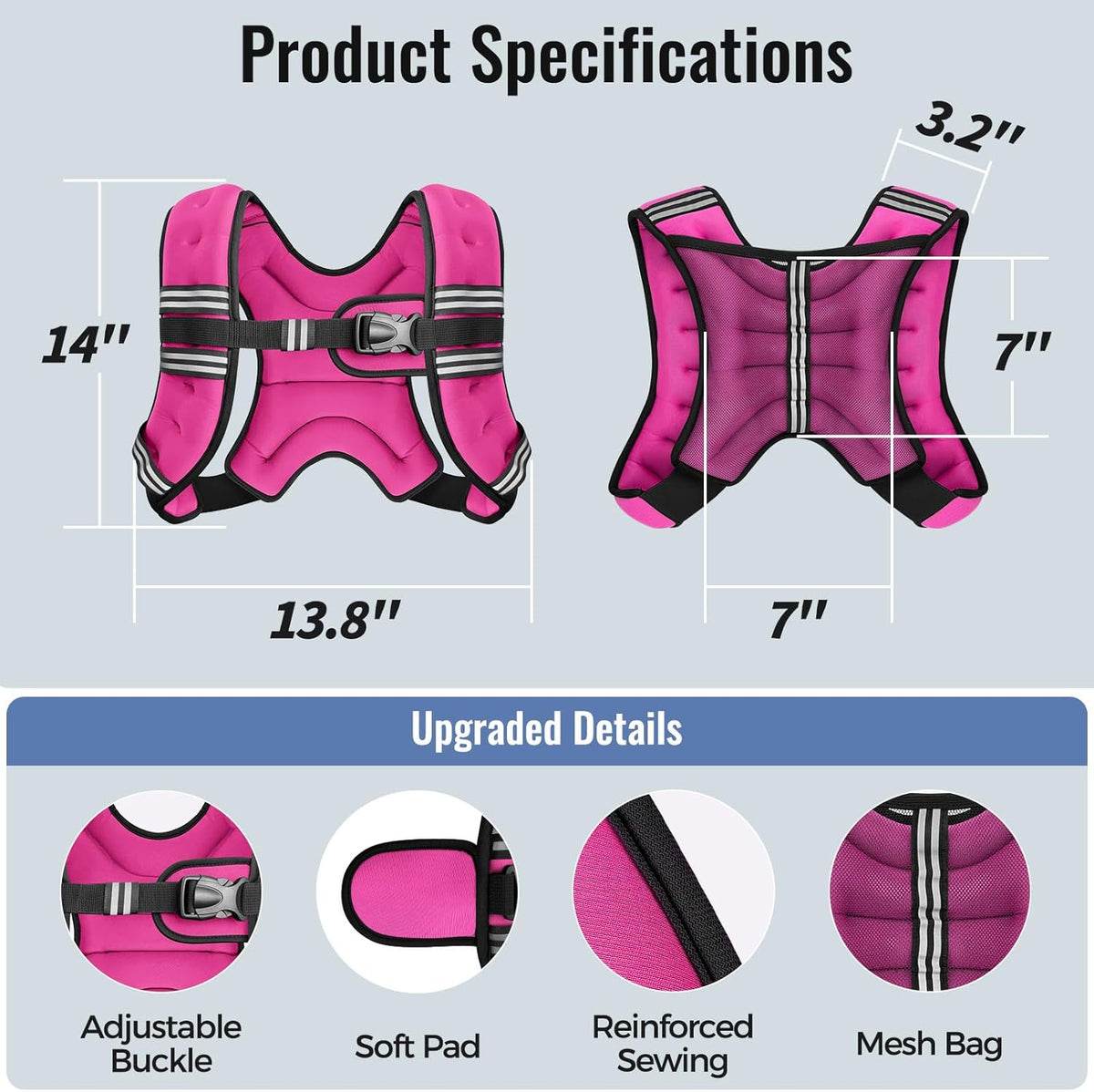 Zeerun Weighted Vest - Adjustable & Comfortable Rucking Vest for Walking, Running & Strength Training
