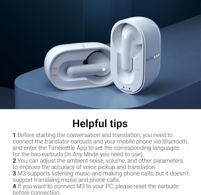 Timekettle M3 3-in-1 Language Translator Earbuds, Real-Time Translation in 43