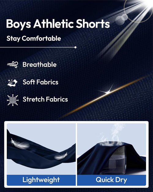 BALENNZ Boy's Athletic Shorts - 5-Pack Quick Dry Performance Basketball Shorts with Pockets