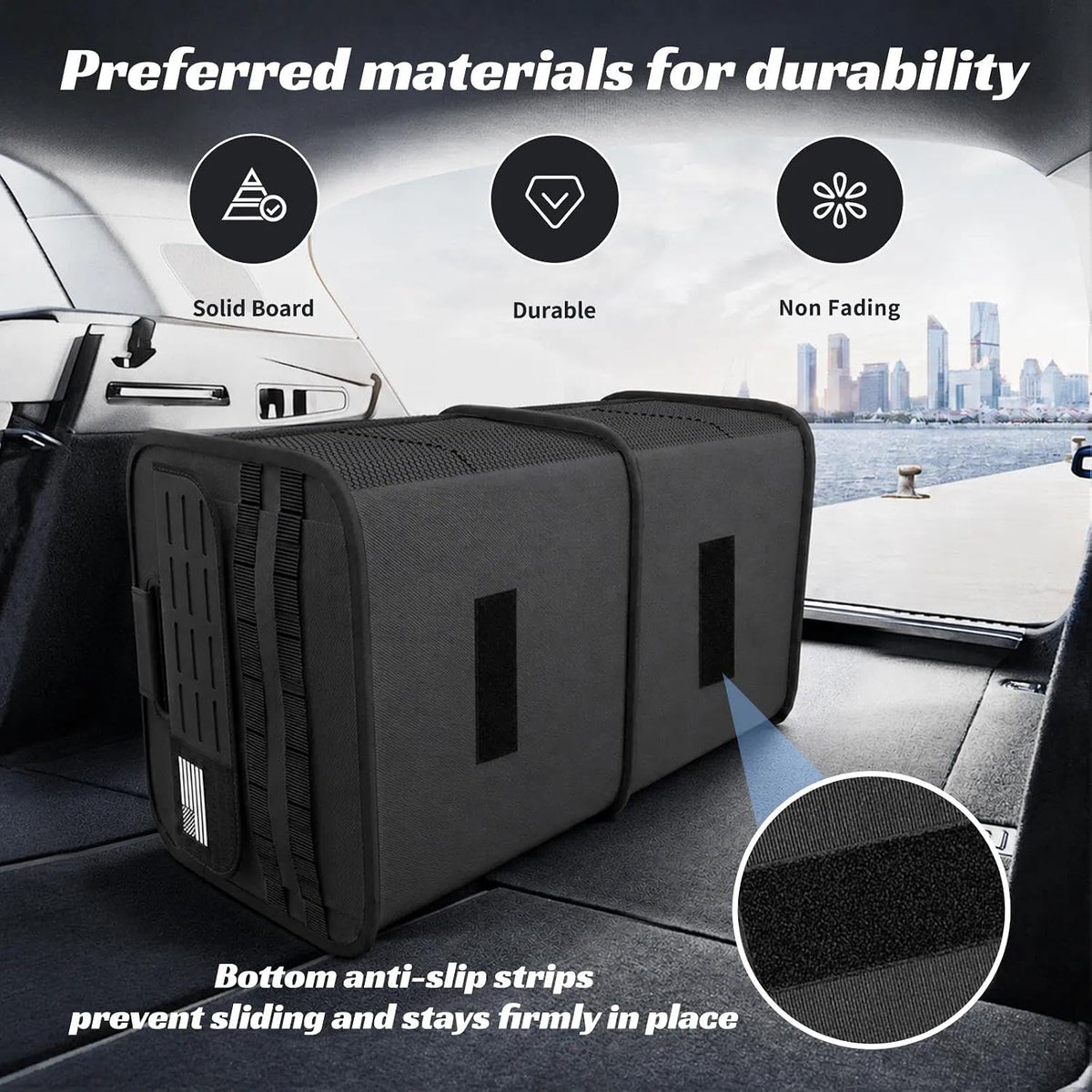 Sposuit Car Trunk Organizer for SUV - 70L Collapsible Tactical MOLLE Car Storage with Reinforced Handles & Multiple Pockets, Sturdy Trunk Organizers for Groceries, Tools & Outdoor Storage (Black)