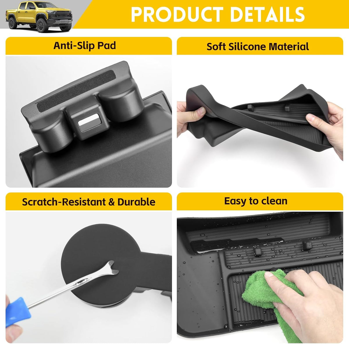 3PCS Center Console Organizer for 2023-2025 Chevy Chevrolet Colorado/GMC Canyon Armrest Tray Dashboard Storage Box and Cupholder Insert for 2023 2024 2025 Colorado/Canyon Accessories