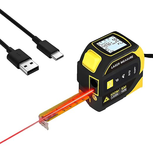 4-in-1 Digital Laser Tape Measure, 16FT Tape, 328FT Distance Meter | 33FT