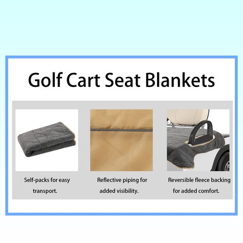 EZGO Golf Cart Seat Blanket & Cushion Covers for 2-Person Seats - Club Car & Golf Cart Accessories Gift for Men