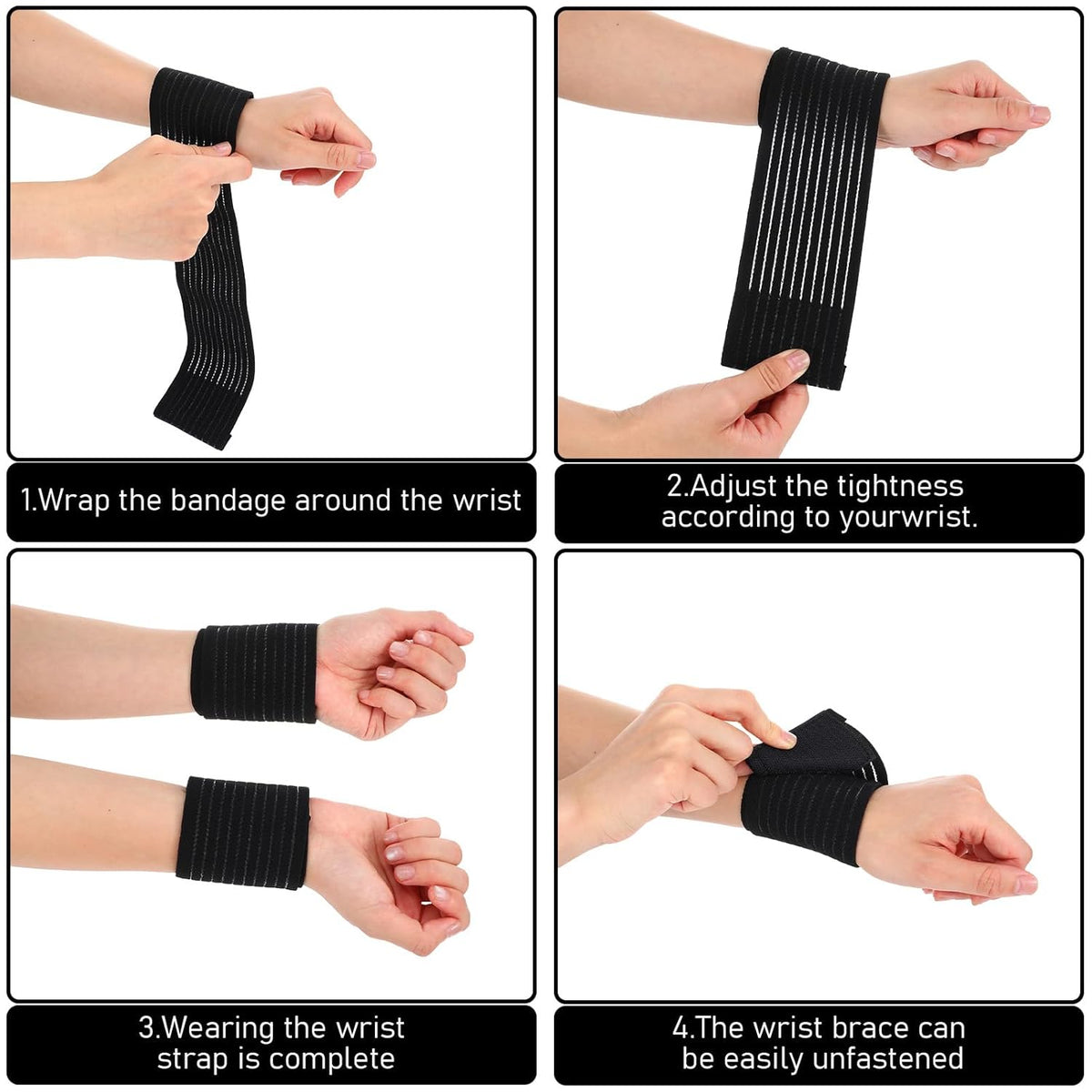 Skiennix High-Elastic Wrist Support Straps - Breathable Compression Wraps for Carpal Tunnel & Arthritis | 6 Pcs