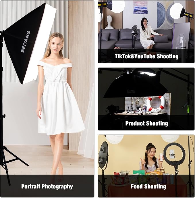 BEIYANG Softbox Lighting Kit, 2x20''x28'' Photography Soft Box