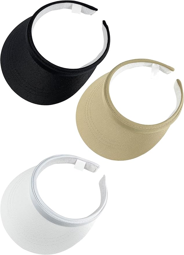 3 Pack Sports Sun Visor Hat Women Men Adjustable Clip On Visors Outdoor Golf Beach Cap